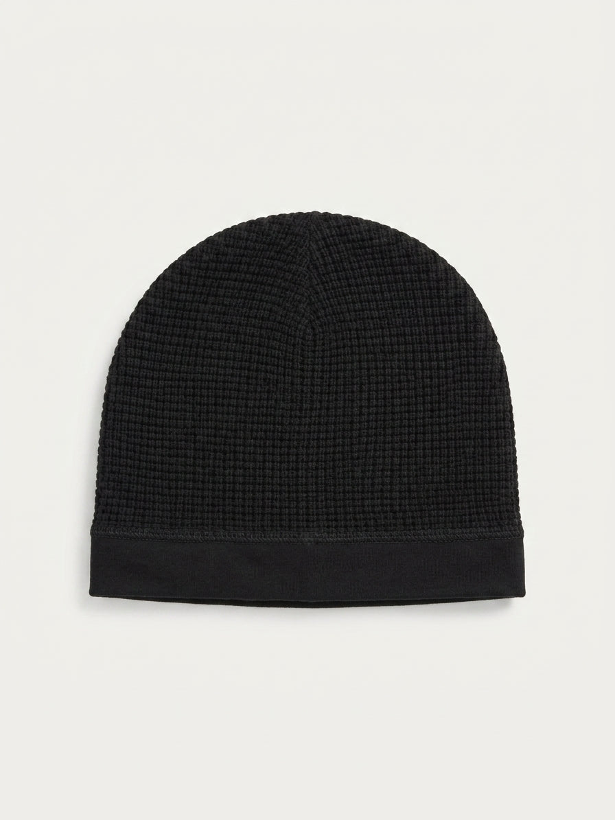 Waffle Knit Satin-Lined Skull Cap