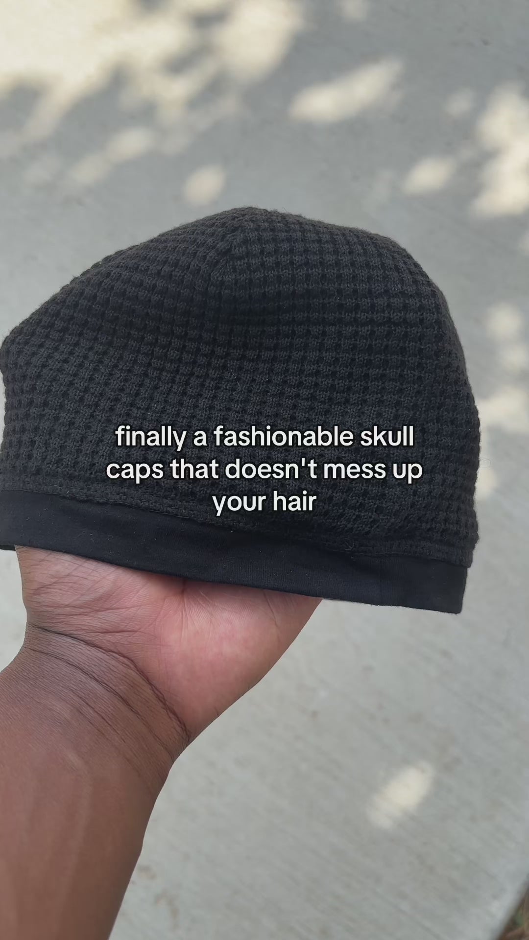 Waffle Knit Satin-Lined Skull Cap
